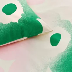 Unikko dynetrekk 150x210 cm hvit/rosa/grønn