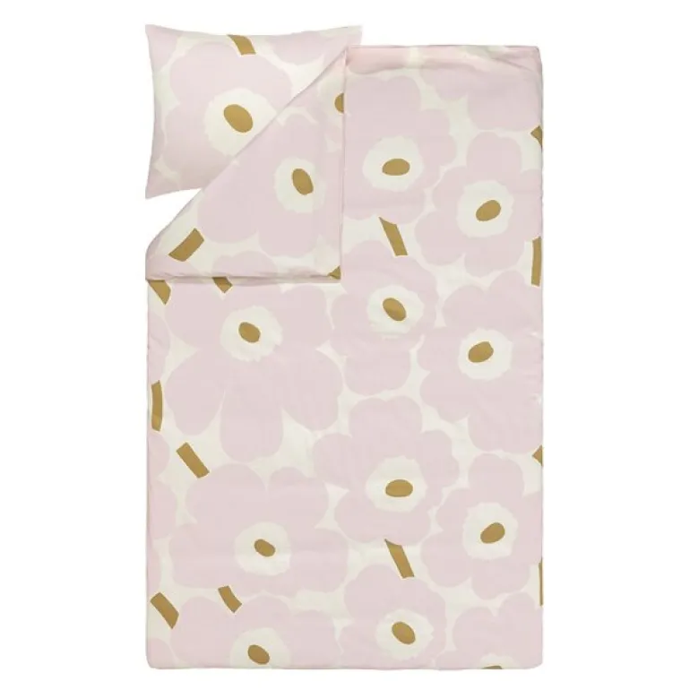 Unikko sengesett 150x210 cm hvit/rosa/beige
