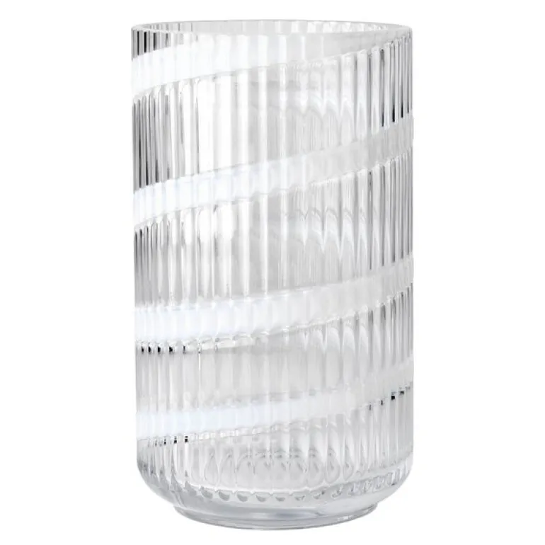 Vase munnblåst glass 25 cm swirl white