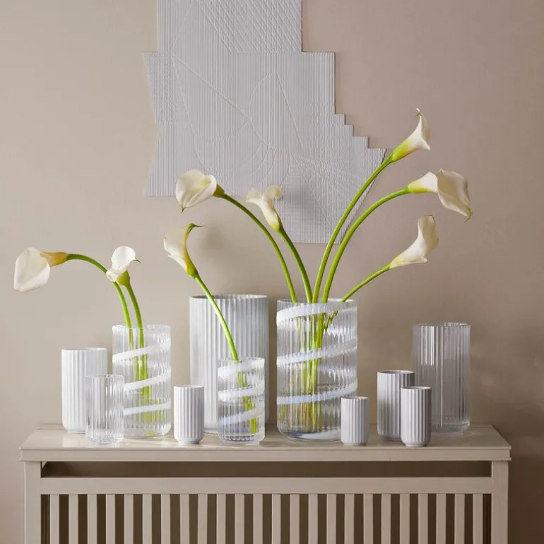 Vase munnblåst glass 25 cm swirl white