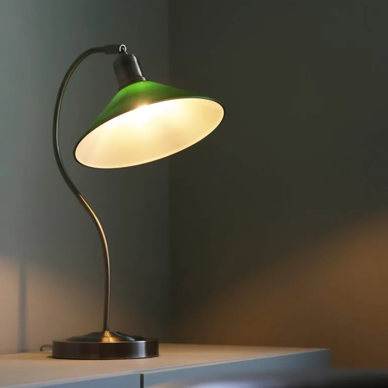 Vela bordlampe 49 cm antique messing/grønn