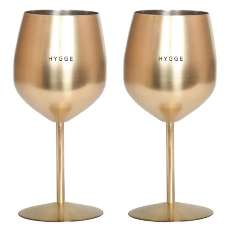 Vinglass stål HYGGE 45 cl 2 stk gull