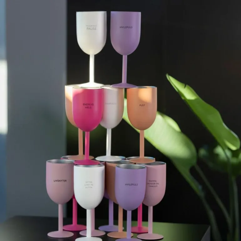 Vinglass termo ENDELIG HELG 35 cl mørk rosa
