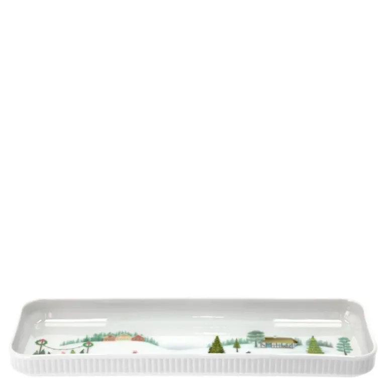 Vinter fat rektangulært 36x12 cm Ildfast porselen hvit