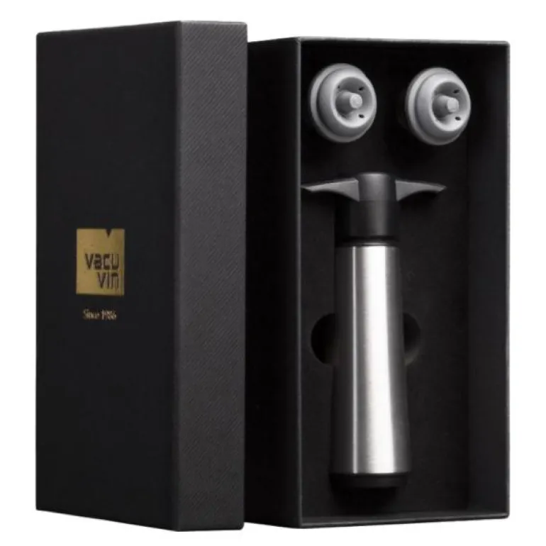 Wine Saver 3 stk gaveeske svart/sølv
