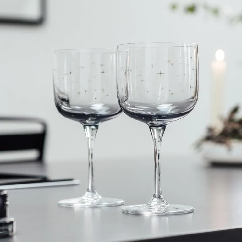 Winter Glow rødvinsglass med stjernedekor 2 stk 27 cl