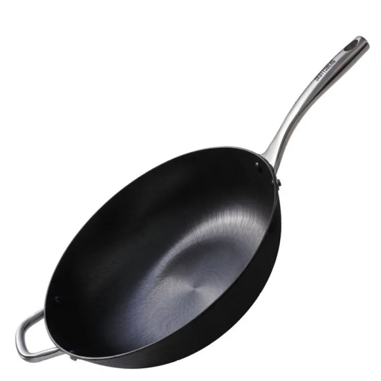 Wokpanne i støpejern 34 cm